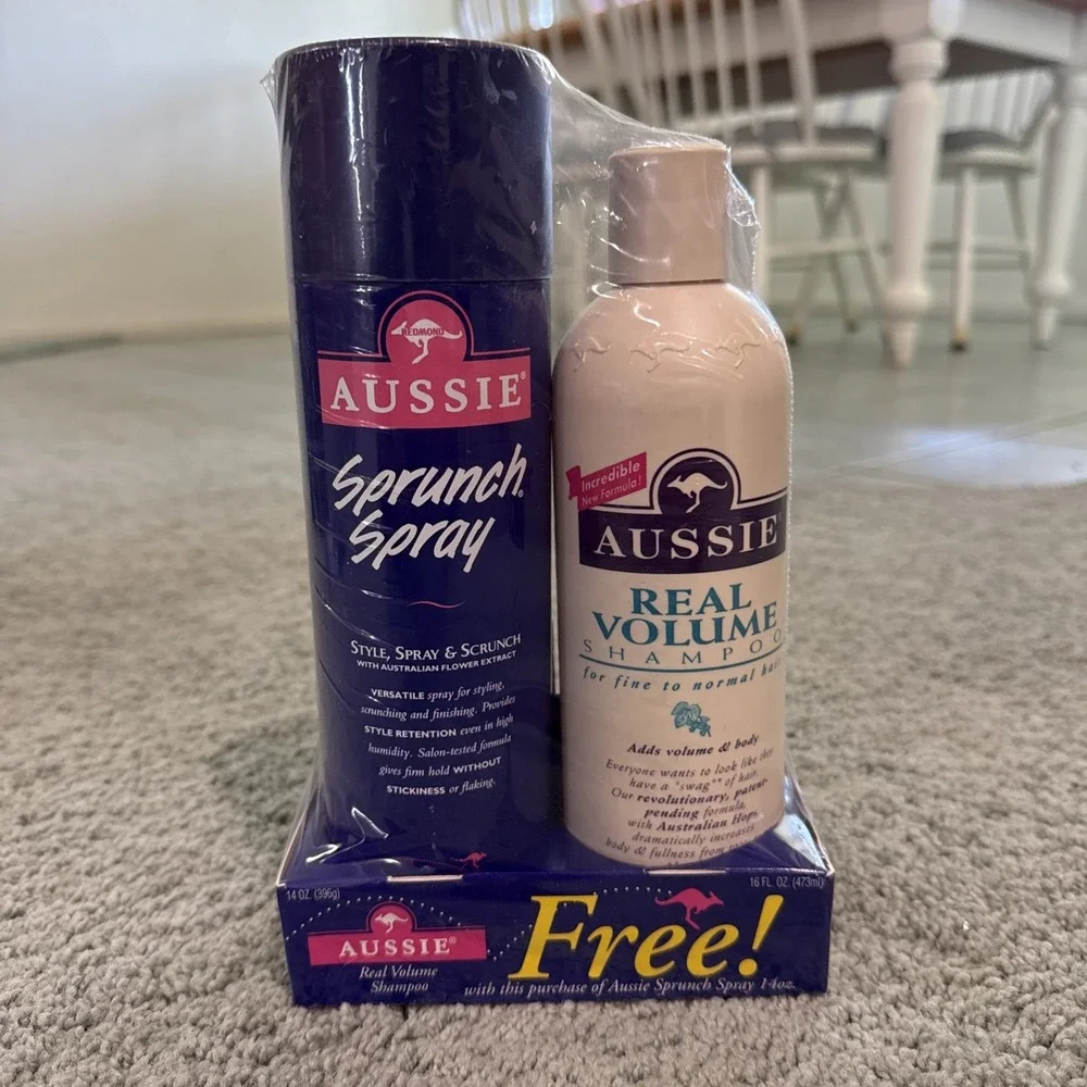 Vintage Aussie Sprunch Spray Hold 14 oz & Real Volume PACK Discontinued NEW RARE